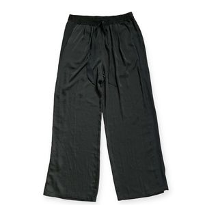 Halston Wide Leg Flowy Pants with Tuxedo Stripe Women’s Medium Black